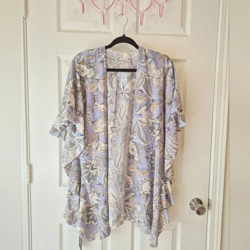 Paisley Ruffle Kimono- Light Purple - Picture 1 of 1
